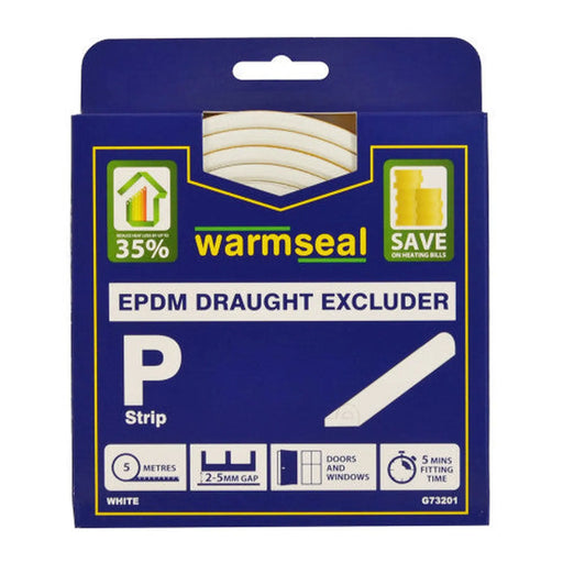 Warmseal 'P' Profile Long-life Foam Draught Excluder, White, 5m - Pack of 5