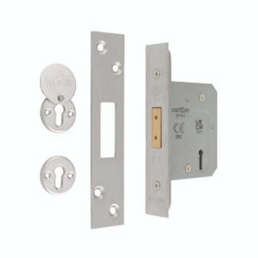 64Mm Heavy Duty Deadlock - 3 Lever - Radius - Satin Stainless Steel