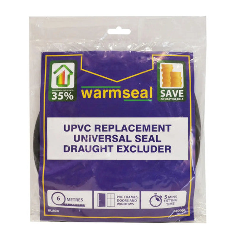 Warmseal uPVC Universal Seal, Black, 6m - Pack of 5