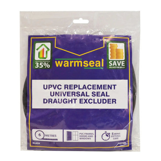 Warmseal uPVC Universal Seal, Black, 6m - Pack of 5