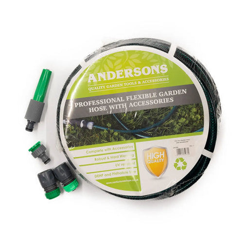 15m Professional Flexible Garden Hose with Accessories - Pack of 5