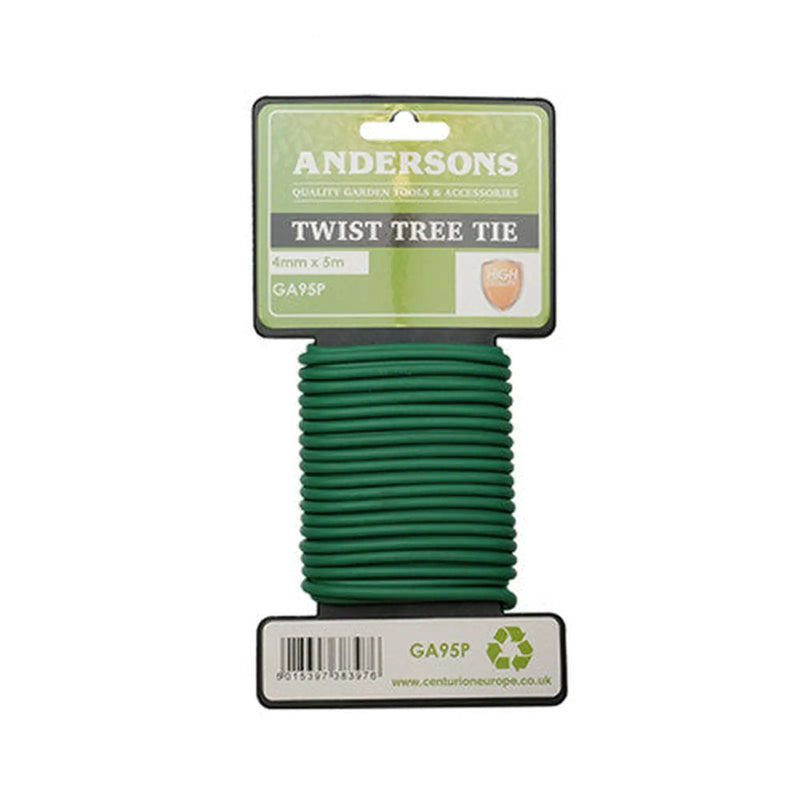 Garden Sponge Twist Tie, Green, 4mm x 5m - Pack of 12