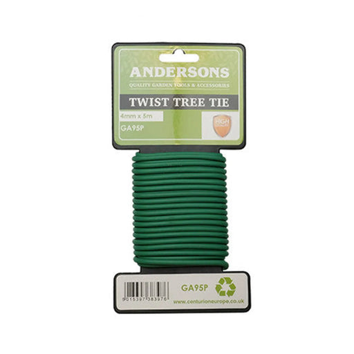Garden Sponge Twist Tie, Green, 4mm x 5m - Pack of 12