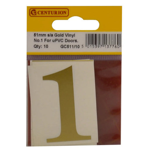 51mm Gold Traditional Oldstyle Font Vinyl Number 1   (Pack of 10) - Min Order 2