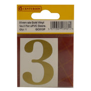 51mm Gold Traditional Oldstyle Font Vinyl Number 3 - Pack of 10