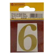 51mm Gold Traditional Oldstyle Font Vinyl Number 6 - Pack of 10