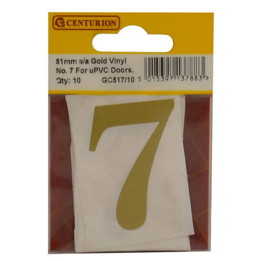51mm Gold Traditional Oldstyle Font Vinyl Number 7   (Pack of 10) - Min Order 2