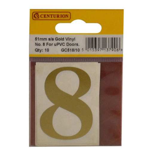 51mm Gold Traditional Oldstyle Font Vinyl Number 8   (Pack of 10) - Min Order 2