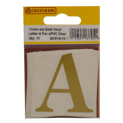 51mm Gold Traditional Oldstyle Font Vinyl Letter A   (Pack of 10) - Min Order 2