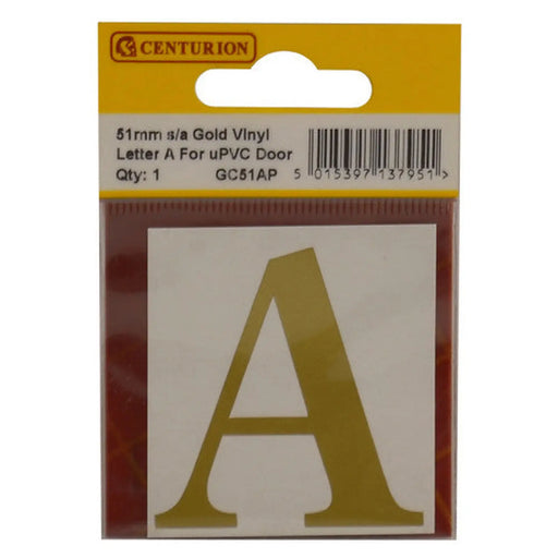 51mm Gold Traditional Oldstyle Font Vinyl Letter A - Pack of 10