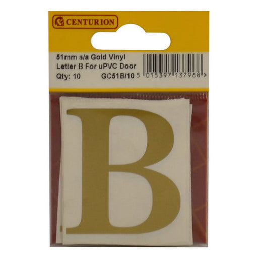 51mm Gold Traditional Oldstyle Font Vinyl Letter B   (Pack of 10) - Min Order 2