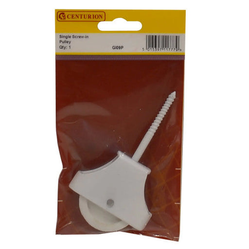 Screw-In Pulley, Single, White, 45mm - Pack of 5