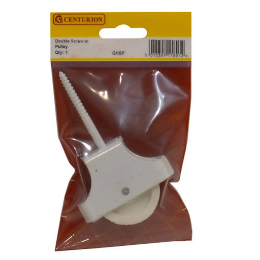 Screw-In Pulley, Double, White, 45mm - Pack of 5