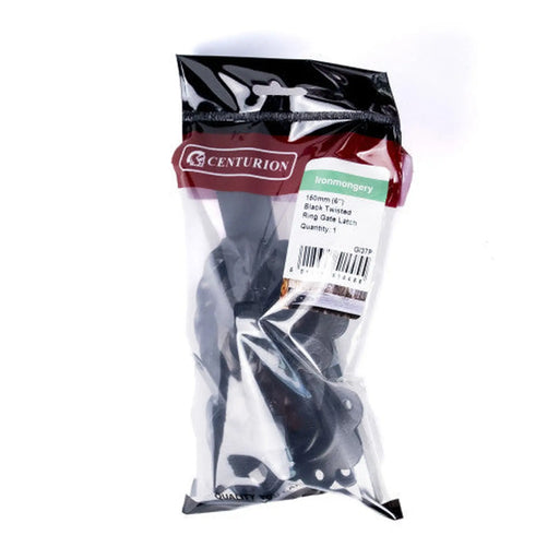 Twisted Ring Gate Latch, Epoxy Black, 150mm - Pack of 3