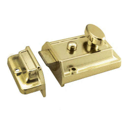 Rim Cylinder Nightlatch Traditional Style ( 60Mm ) C/W Brass Cylinder - Electro Brassed