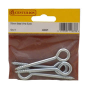 Screw In Steel Vine Eyes - Zinc Plated - 75mm x 12mm - (Pack of 4) - Pack of 5