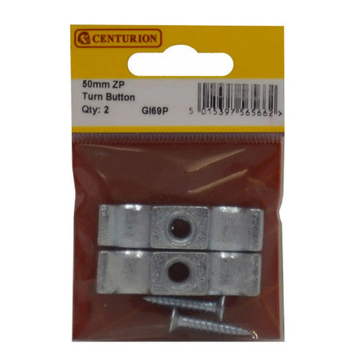 Steel Turn Buttons, Zinc Plated, 50mm - Pack of 5