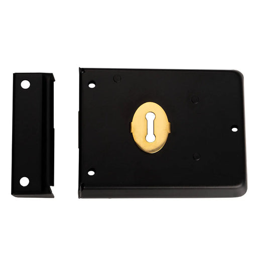 4 X 3" Rim Deadlock - Dual Handed C/W 2 Keys - Black Japanned