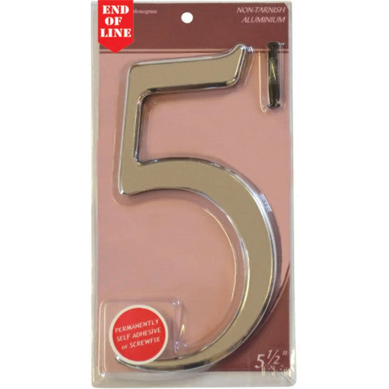 Glass/Silver Numbered Plaque 5 - Pack of 5