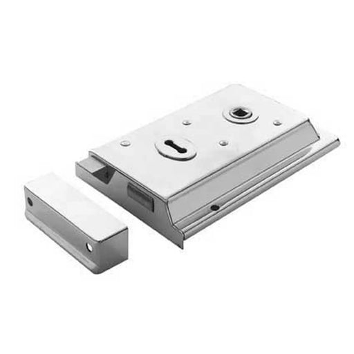 6 X 4" Rim Lock - Dual Handed C/W 2 Keys - Polished Chrome