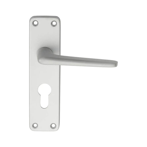Aluminium Lever On Backplate - Lock Euro Profile 47.5Mm C/C - Satin Anodised Aluminium 154MM X 40MM