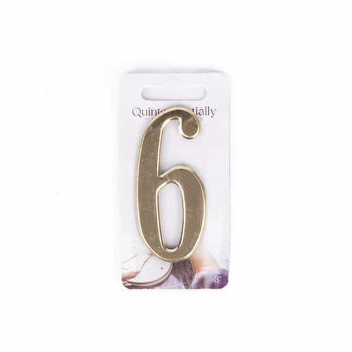 3" Gold Effect Numeral 6 - Pack of 5