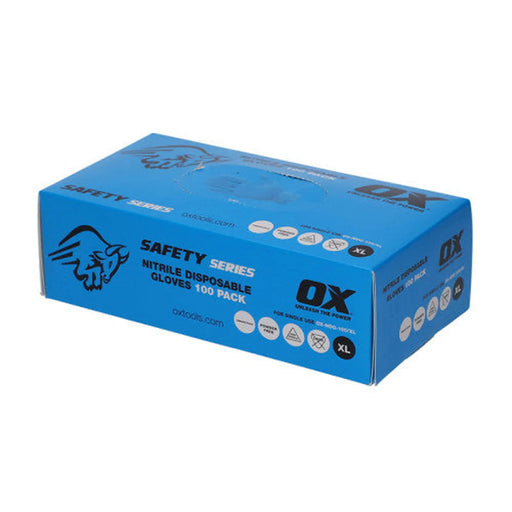 OX NITRILE DISPOSABLE GLOVES- 100 PACK- XL - Pack of 5