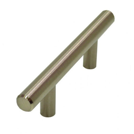 Plain 'T'  Bar Handle, Brushed Nickel, 64mm - Min Order 4