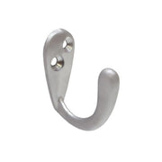50mm Die Cast Single Wardrobe Hook - Satin Chrome - Pack of 20