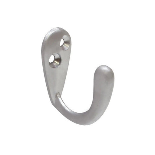 50mm Die Cast Single Wardrobe Hook - Satin Chrome - Pack of 20