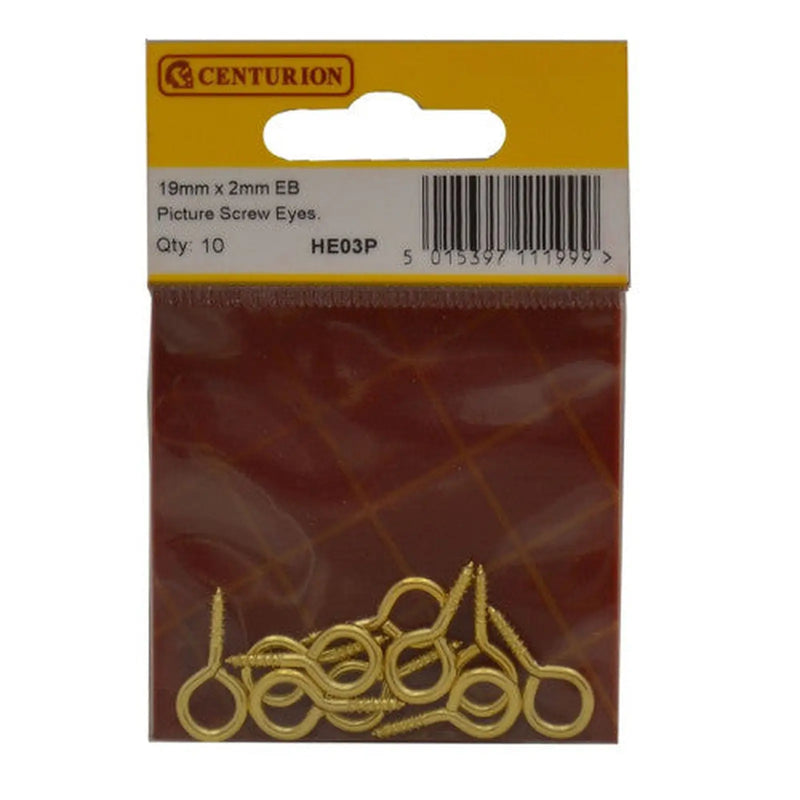 19mm x 2mm EB Picture Screw Eyes (Pack of 10) - Pack of 5