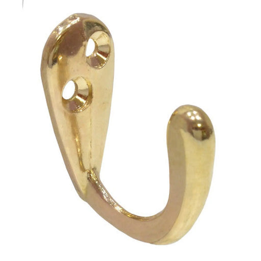 50mm Die Cast Wardrobe Hook - Brass - Pack of 20