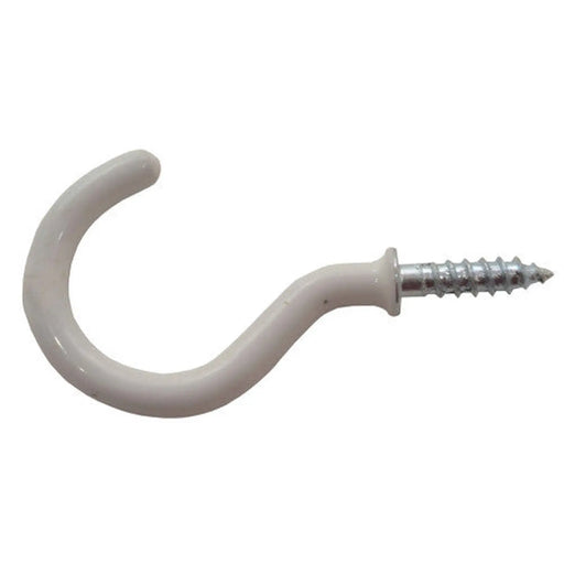 38mm White PVC Shouldered Cup Hook - Pack of 100