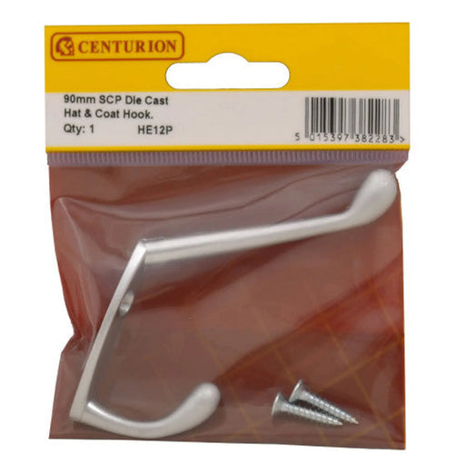 105mm Die Cast Hat & Coat Hook - Satin Chrome - Pack Qty 1 - Pack of 5