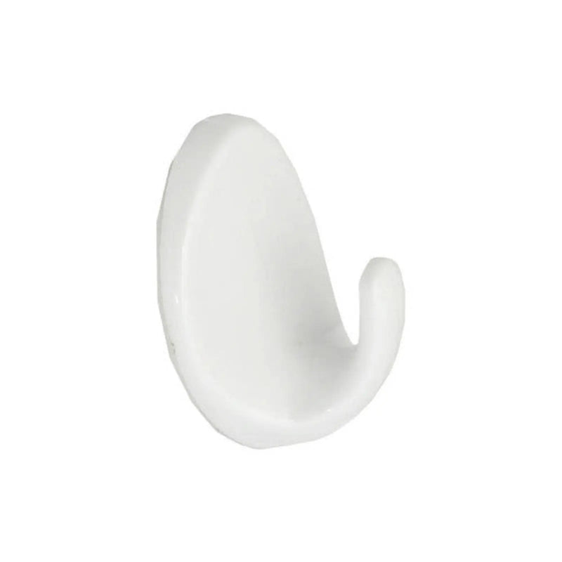 58mm White Plastic Self Adhesive Oval Hook - Pack of 50