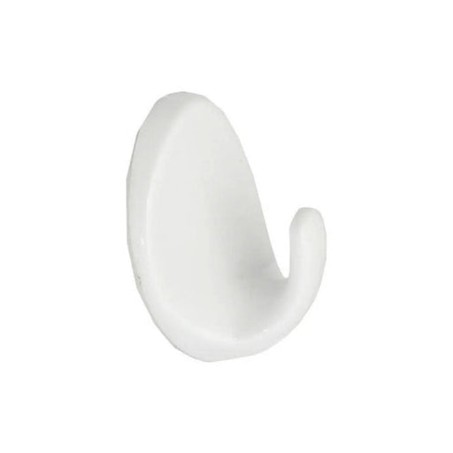58mm White Plastic Self Adhesive Oval Hook - Pack of 50