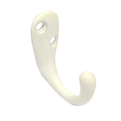 50mm Die Cast Single Wardrobe Hook - White - Pack of 20
