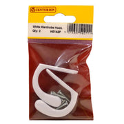 50mm Die Cast Single Wardrobe Hook - White - Pack of 2