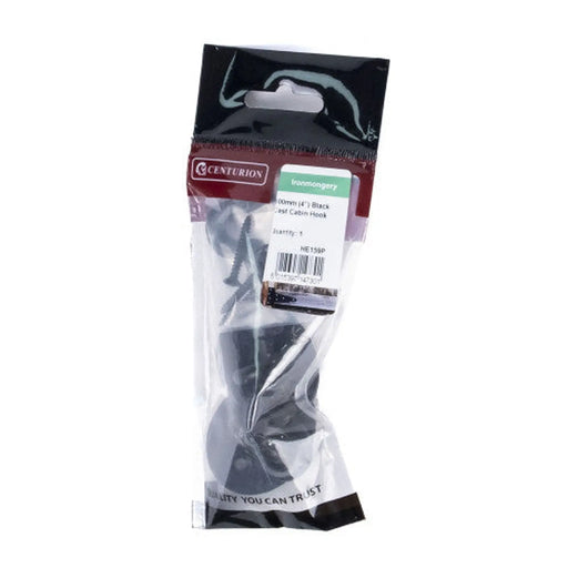 Cast Cabin Hook, Black, 100mm - Pack of 5