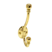 130mm Premium Ball End Hat & Coat Hook - Brass - Pack of 10