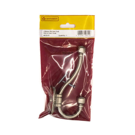130mm Premium Ball End Hat & Coat Hook - Brushed Nickel - Pack Qty 1 - Pack of 5
