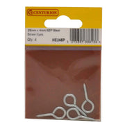 Steel Screw Eyes - Zinc Plated - 25mm x 4mm - (Pack of 4) - Pack of 5