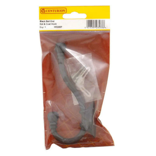 130mm Premium Ball End Hat & Coat Hook - Black - Pack Qty 1 - Pack of 5