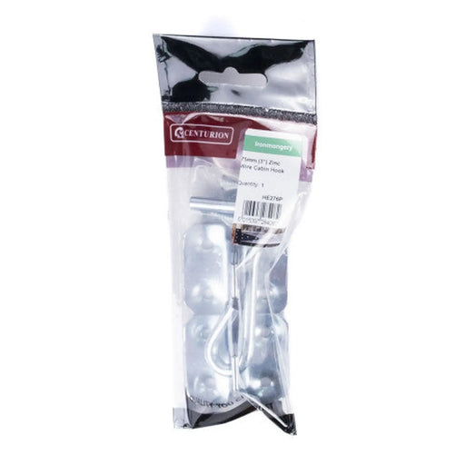 Wire Cabin Hooks, Zinc Plated, 75mm - Pack of 5