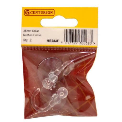 25mm Clear Plastic Suction Hook (Pack of 2) - Pack of 5