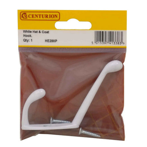 105mm Die Cast Hat & Coat Hook - White - Pack Qty 1 - Pack of 5