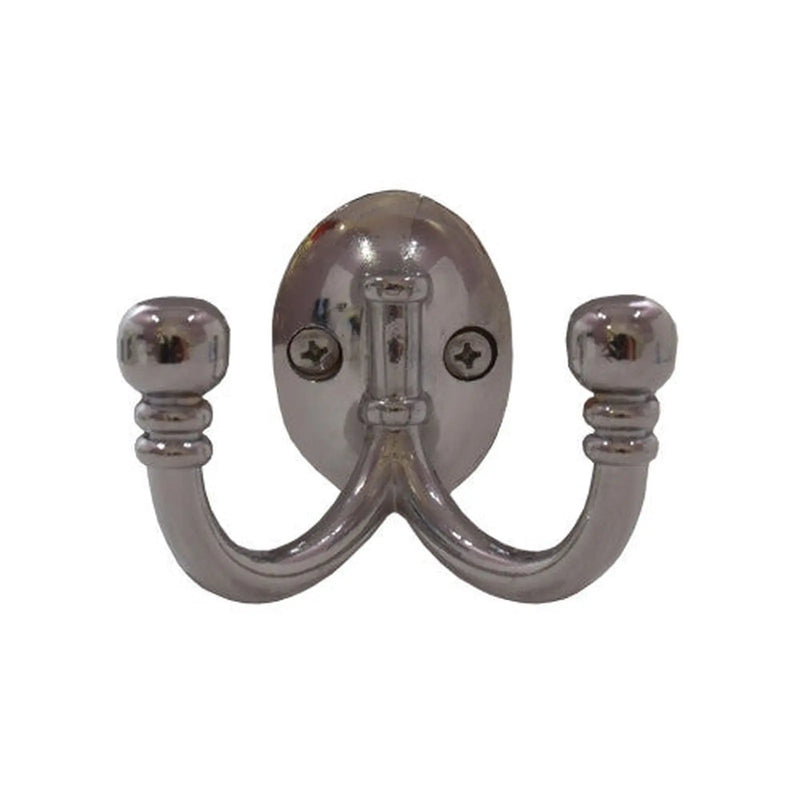 Premium Ball End Double Robe Hook - Chrome Plated - Pack of 10