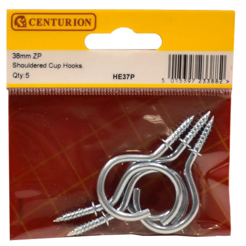 38mm ZP Shouldered Cup Hooks (Pack of 5)