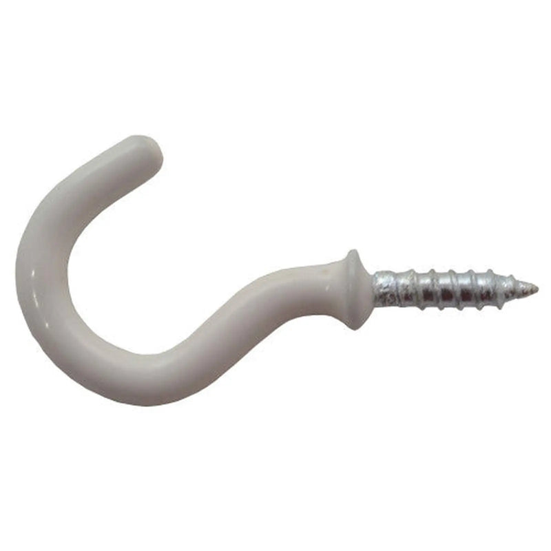 25mm White PVC Shouldered Cup Hooks - Pack of 100