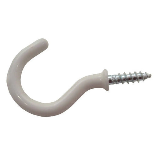 32mm White PVC Shouldered Cup Hooks - Pack of 100
